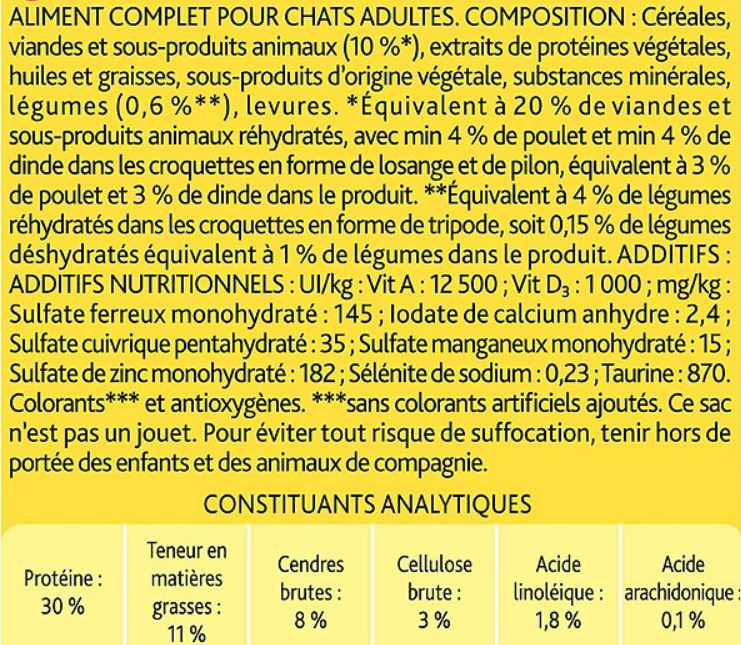 Croquette pour chat avec céréales